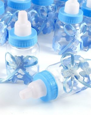 Biberones Botellas Azul Caja Dulces Porta Caramelos Confeti regalo para nacimiento bautizo cumpleaños fiesta bienvenida bebe sagrada comunión bebé niño