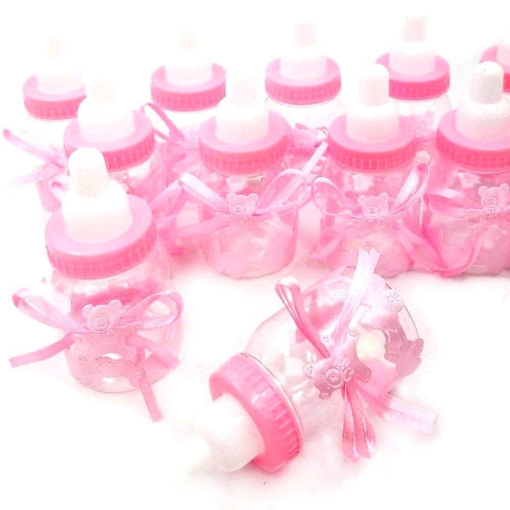 Biberones Botellas Rosa - Caja Dulces Porta Caramelos Confeti regalo para nacimiento bautizo cumpleaños fiesta bienvenida bebe sagrada comunión bebé niño