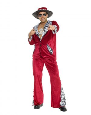 Disfraz de Terciopelo Chulo Burgundy Traje para Despedida de Soltero Vestido de Lujo