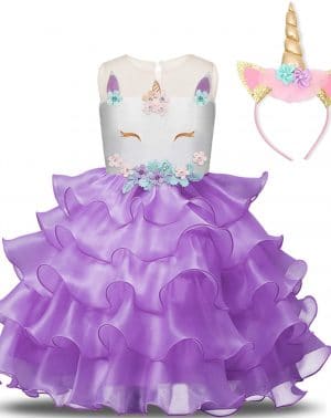 Unicornio Disfraz Vestido de Princesa Morado