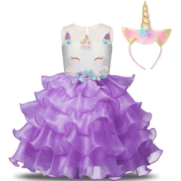 Unicornio Disfraz Vestido de Princesa Morado