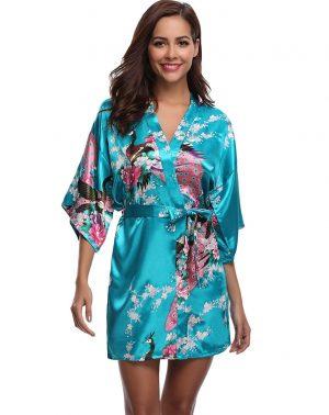 Kimono Mujer Batas Cortos Lencería Pavo & Flores