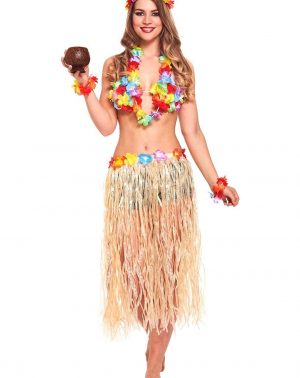 Complementos Fiesta Hawaiana disfraces falda hula diadema de flores pulsera