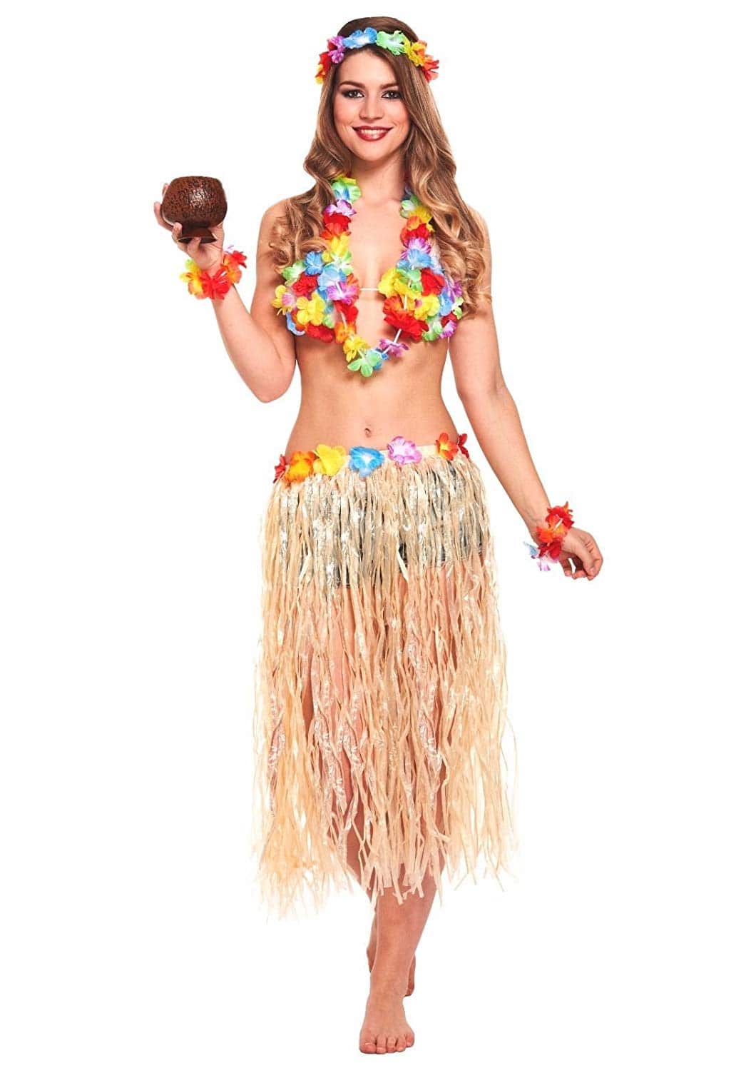 Islas del pacifico gatear Cromático Complementos Fiesta Hawaiana disfraces falda hula diadema flores pulsera