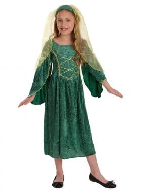 Disfraz De Princesa Medieval Para Niña Verde