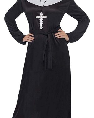 Disfraz De Monja Con Vestido Cinturón Y Tocado