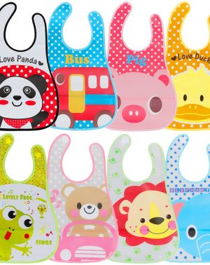 Baberos para Bebé Impermeable EVA con Dibujos Animados para Niños/Niñas de 6 Meses a 6 Años - 8 Baberos unisex