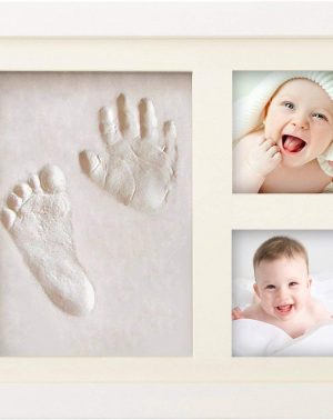 Kit de Marco Para Manos y Huellas de bebé para niño y niña - marcos de arcilla y madera