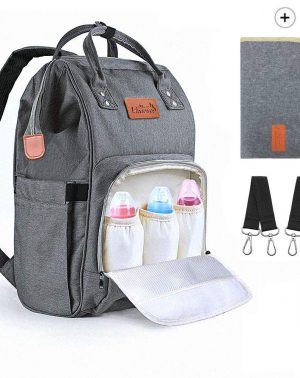 Mochilas para Pañales Biberones - Bolso Bebé Mamá - Impermeable - con Cambiador Portátil y 2 Piezas Ganchos Carrito