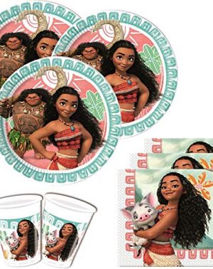 Set Decoración Vaiana Fiesta para 16 Niños 52 Piezas