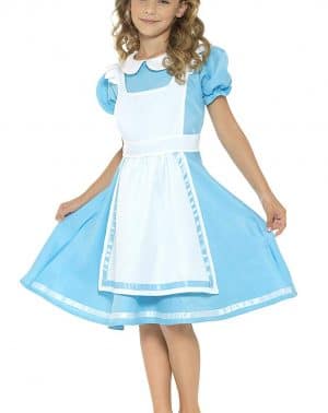 Disfraz Alicia País de Las Maravillas, con Vestido, Delantal Cosido y Diadema, Color Azul Smiffys-45962S