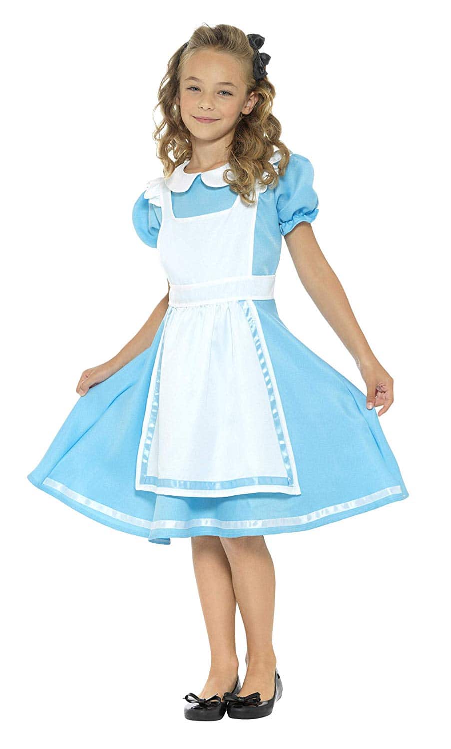 Disfraz Alicia País de Las Maravillas, con Vestido, Delantal Cosido y Diadema, Color Azul Smiffys-45962S