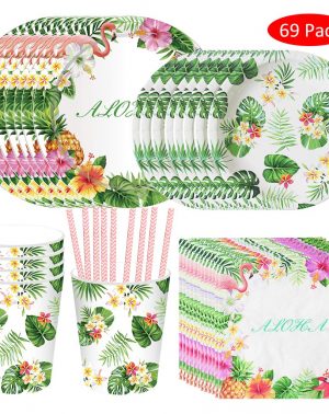 vajilla-fiesta-hawaiana-cumpleanos-desechable-platos-servilletas-vasos