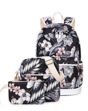 Mochila Escolar Moderna para Chicas - Mochila Informal para Portátil - Conjunto De 3 Piezas para Mujer Floral