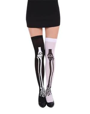 Medias de Esqueleto para Disfraz de Halloween para Mujer