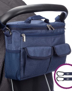 Organizador para coches de paseo con dos ganchos para cochecitos de BTRDiseño universal Azul