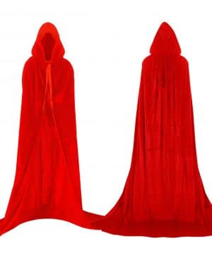 Capa Roja de Terciopelo con Capucha - Disfraz de Halloween para Mujeres Hombres