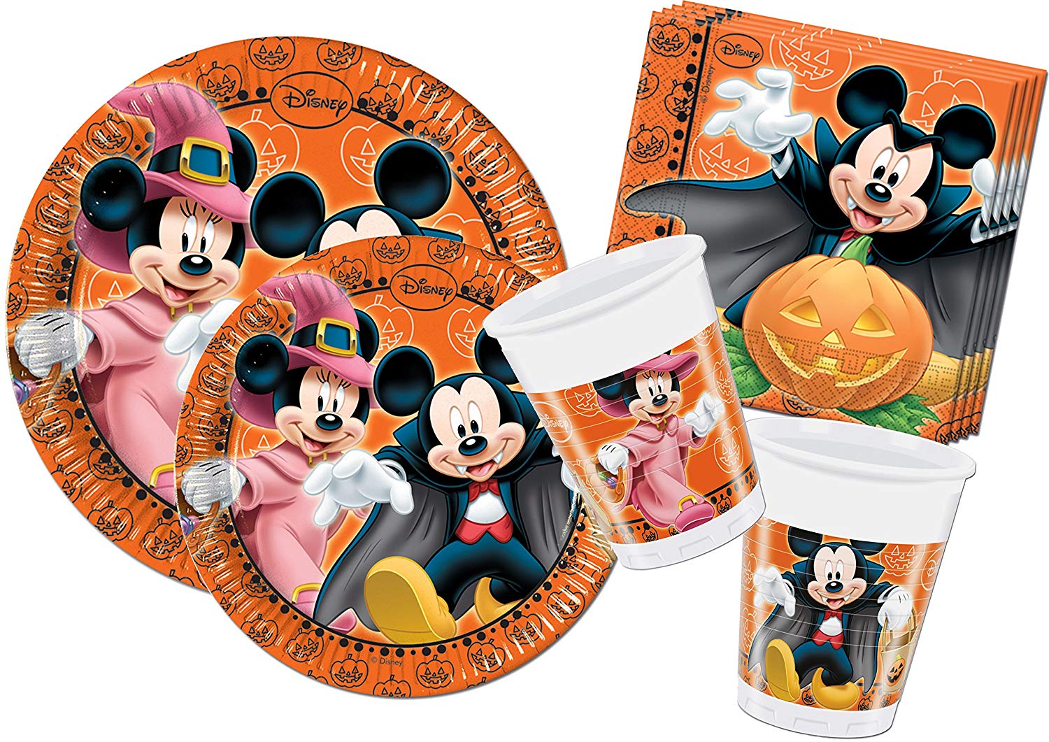 Decoración Fiesta Halloween Mickey Mouse - Vasos Platos Servilletas