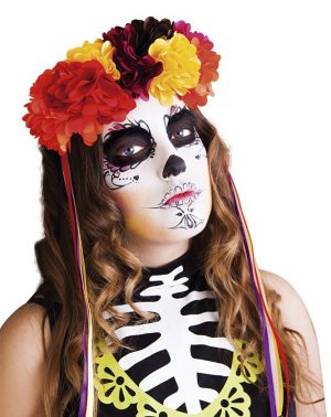 Diadema Katrina de lujo con Rosas - Halloween Día de los Muertos, Talla única - Rubies S4349