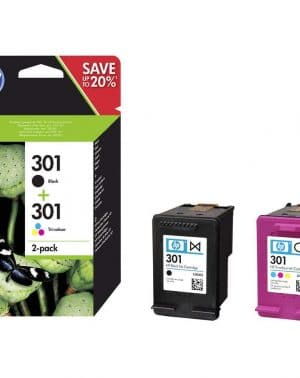 HP N9J72AE 301 Cartucho de Tinta Original, 2 unidades, negro y tricolor cian magenta amarillo