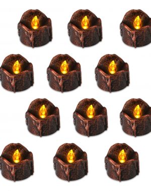 Luces Decoración Halloween - 12 Velas Led Pequeñas, Velas Led de Té Velas Eléctricas con Baterías para Decoración Halloween