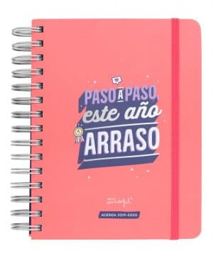 Mr Wonderful Agenda Diario 2019/20 - "Paso a Paso este Año Arraso", 15 x 19,5 x 2,5 cm, 368 Páginas, Rosa