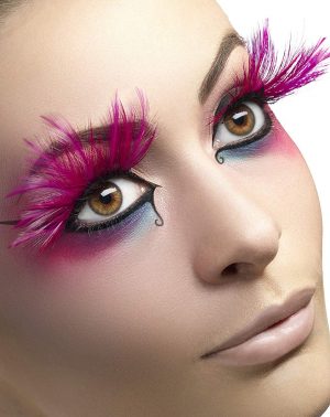 Pestañas Con Plumas Contiene Pegamento- Rosa - Smiffys 24254