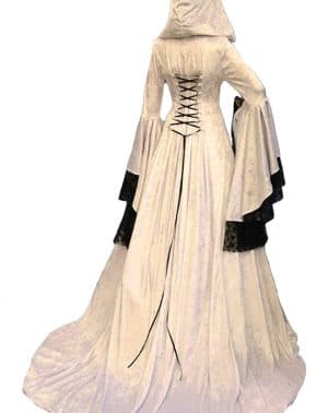 Vestido Medieval con Capucha de Halloween Disfraz de Encaje Victoriano con Manga Abocinada