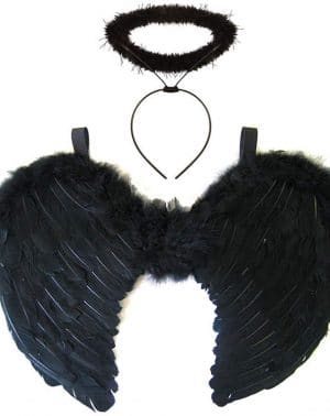 Alas y Halo de Ángel - Ideal para Halloween - Negro