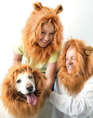 Fancy Space Disfraz de Melena del Rey León – Peluca de león con Cola para Perro Mediano a Grande – Disfraces Divertidos para Cosplay (Rubio)
