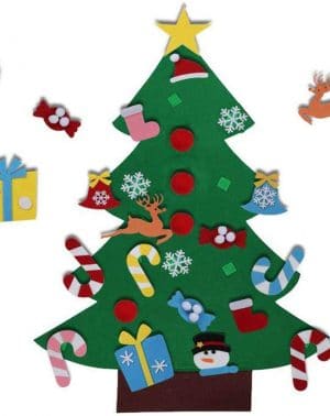 El árbol de Navidad del Fieltro de los 3.6FT DIY fijó + los Ornamentos Desmontables 26pcs, Regalos Colgantes de Navidad de la Pared para Las Decoraciones de la Navidad
