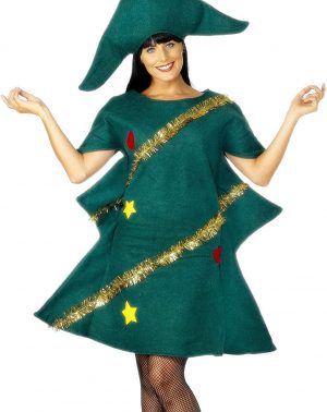 Disfraz de árbol de Navidad, con túnica y Gorro, Color Verde, Tamaño único Smiffys-28265