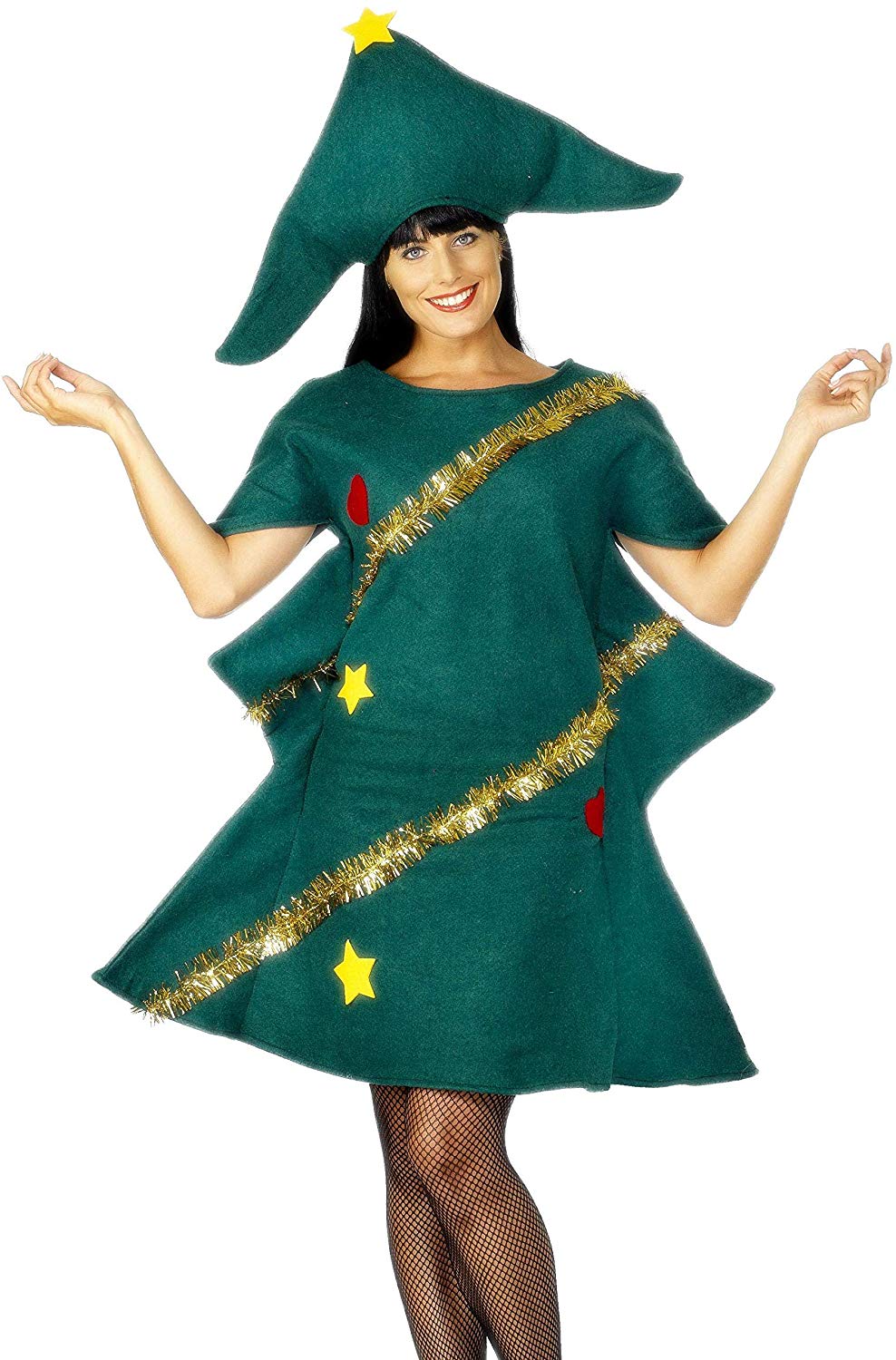 Disfraz de árbol de Navidad, con túnica y Gorro, Color Verde, Tamaño único Smiffys-28265