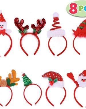 JOYIN 8 Pack de Diademas Sombrero de Navidad para niños y Adulto Banda para Cabello Disfraz de Navidad