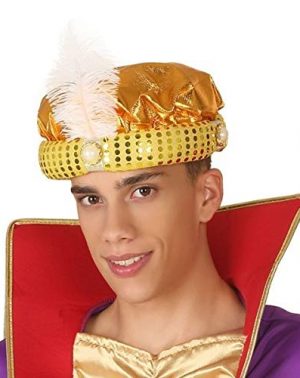 Turbante Arabe Dorado - Sombreros, Gorros Pajes Reyes Magos - Comprar disfraces online baratos