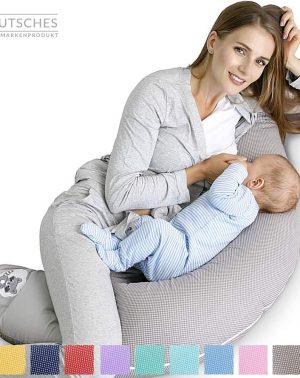 Sei Design - Cojín de lactancia (170 x 30 cm) Relleno: bolas de fibra 3D sin sustancias tóxicas con certificado Ökotex. Funda con cremallera y bordado de alta calidad. Ideal para ir de excursión.