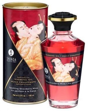 Shunga Aceite Afrodisíaco, Aroma de Fresas con Champagne, Color Rosa - 100 ml