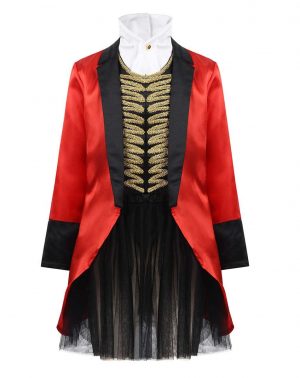 Disfraz de Domadora de Circo Mago - Chaqueta Roja con Falda Tutú Traje