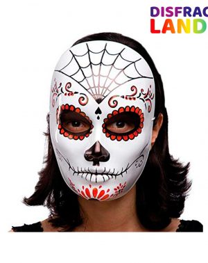Carnival Toys Máscara de esqueleto decoración mexicana de plástico negro y rojo duro solo blanco [00175]