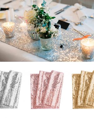 Comprar Camino de Mesa de Lentejuelas con Purpurina Brillante para Boda, Fiesta, Decoración, Oro Rosa
