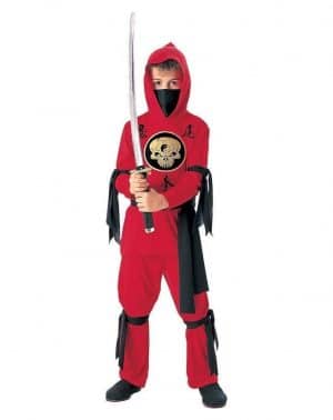 Disfraz de Ninja para Niños en Rojo Negro Varias Tallas
