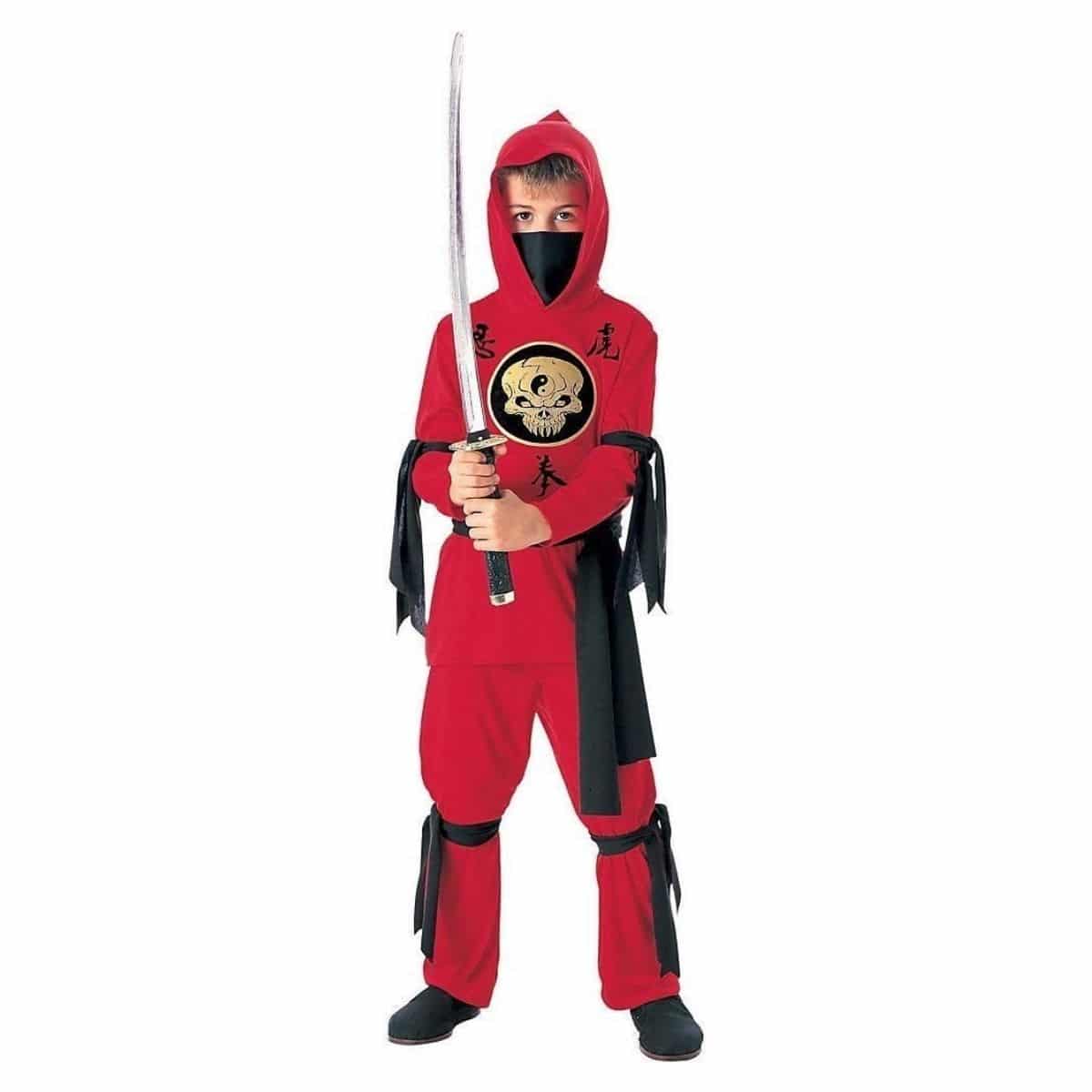 Disfraz de Ninja para Niños en Rojo Negro Varias Tallas