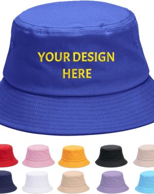 Buaodam Personalizada Algodón Sombrero del Pescador con Bordado Texto Logotipo y Impresión Foto,Unisex Plegable Bucket Hat Sombrero de Sol de Playa, para Senderismo, Acampada, Viajes, Pesca