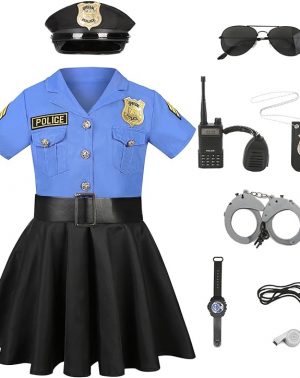 Disfraz de policía para niña, juego de vestido de oficial de policía