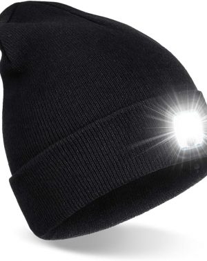 Gorro Luz LED, LED Luminoso Gorro Sombrero Gorro de Punto con Luz Recargable Invierno Cálido Regalos para Hombres Mujeres Caminar de Noche Acampar Andar en Bicicleta