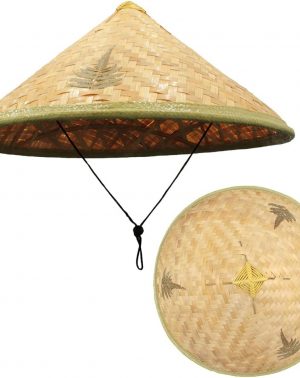 Sombrero de Bambú para el Sol, Sombrero Chino de Paja para Turismo Agricultura, Sombrero de Arroz para Pesca de Granjero, Talla única