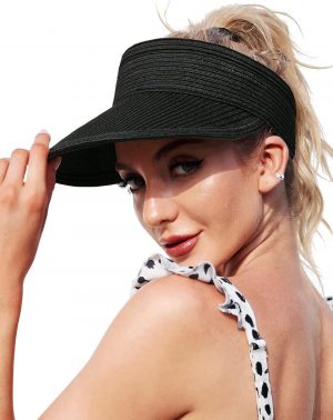 Sombreros de Playa Mujer Viseras de Sombrero de Paja Plegables enrollables de ala Ancha