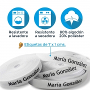 100 ETIQUETAS DE TELA PARA MARCAR LA ROPA (PLANCHAR) CINTA TERMOADHESIVA PARA GUARDERIAS, ESCUELAS, COLEGIOS Y RESIDENCIAS. ETIQUETAS PERSONALIZADAS CON CERTIFICADO ECOLÓGICO