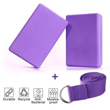 Set Yoga + Correa – Bloque de Espuma EVA- Yoga Pilates