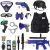 Disfraz de policía con chaleco, casco, esposas y walkie talkie de juguete